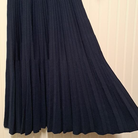 Jason Wu Collection Dress Womens S Navy Blue Ribbed Pleated Half Sleeve Pullover - Picture 9 of 16